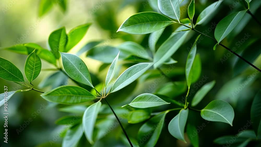 Exploring vibrant green leaves in a lush garden during early morning light in a serene outdoor environment Exploring vibrant green leaves in a lush garden during early morning light in a serene outdoor environment