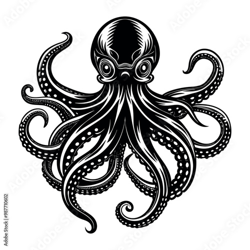 octopus vector art silhouette