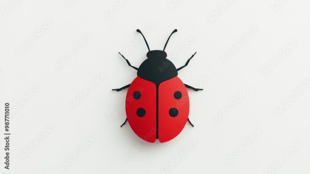 Red ladybug paper cut on white background minimalist insect-themed design perfect for children’s books or nature illustrations Red ladybug paper cut on white background minimalist insect-themed design perfect for children’s books or nature illustrations
