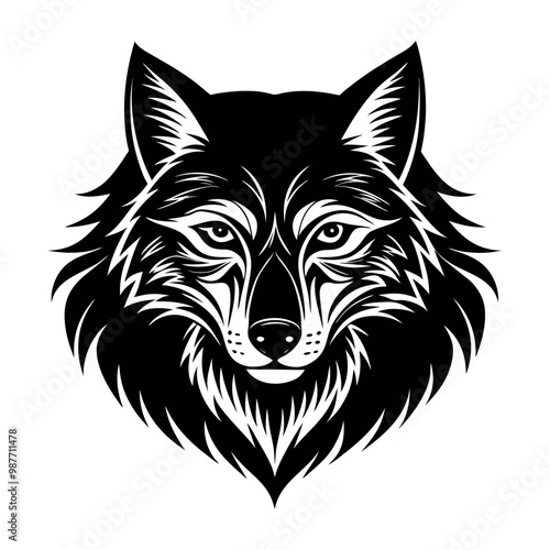 wolf face silhouette vector