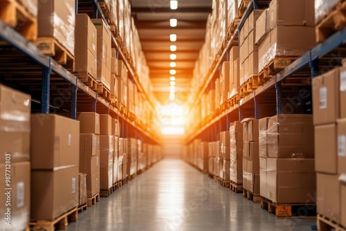 Wallpaper Mural A warehouse filled with neatly stacked inventory ready for distribution Torontodigital.ca