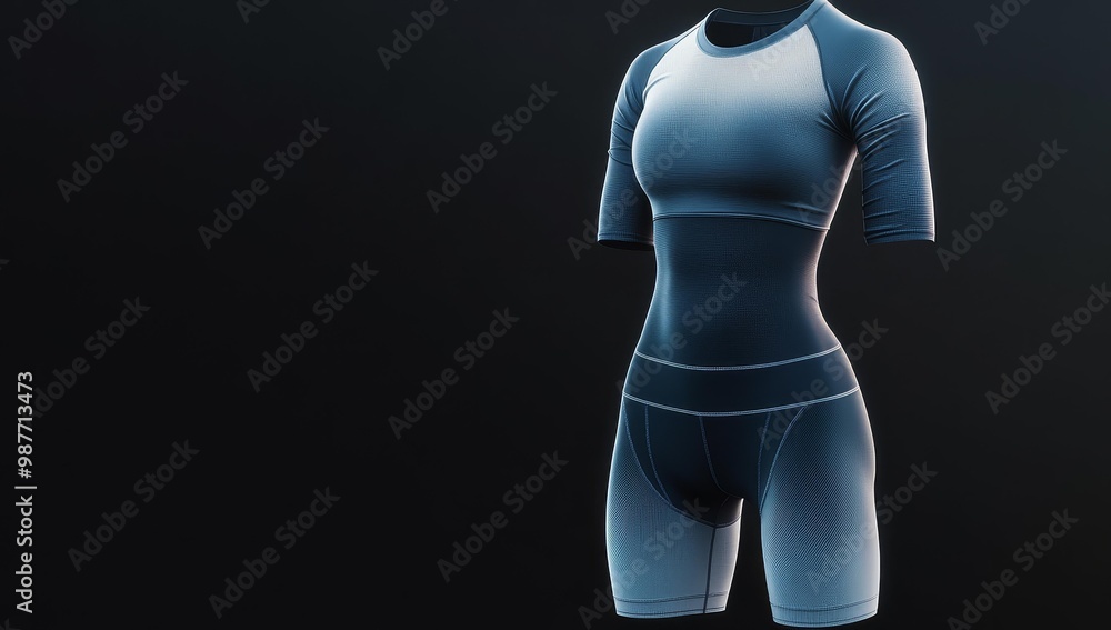 Naklejka premium Blue and white athletic wear on a mannequin.