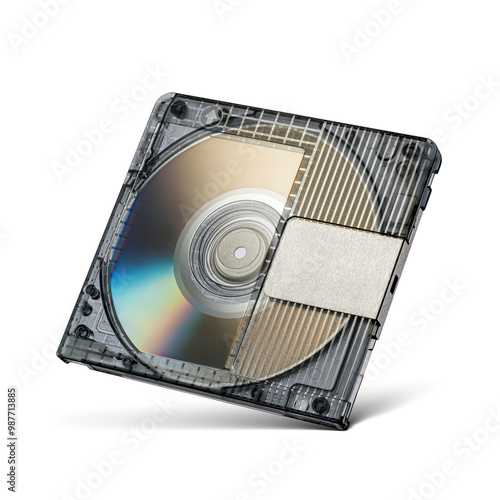 Transparent plastic erasable magneto-optical disc MD minidisc isolated. Transparent PNG image. photo