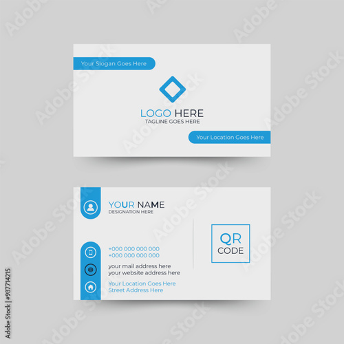 Brand identity business card template design with creative shape for business growing