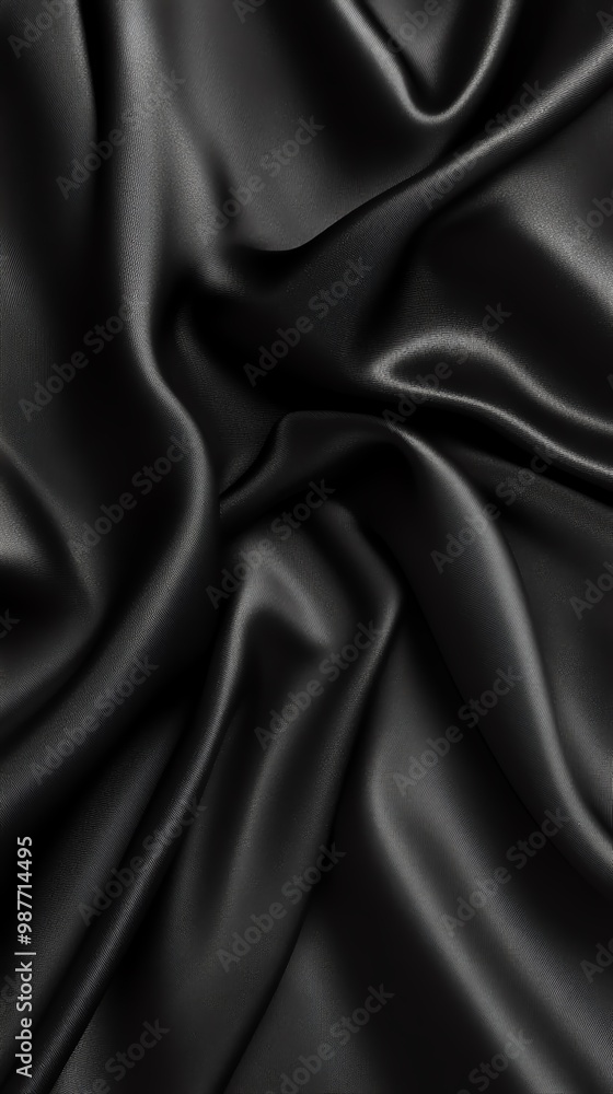 Fototapeta premium Elegant black fabric with smooth texture, perfect for backgrounds, designs, and fashion. Ideal for various artistic projects.