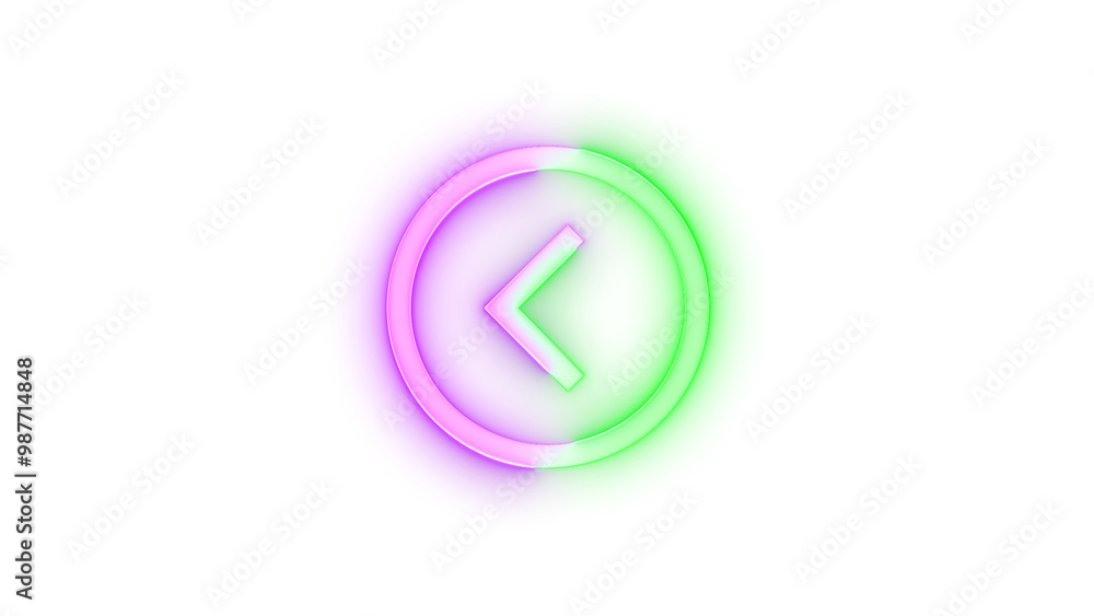 Neon icon page left symbol purple green color transparent background Neon icon page left symbol purple green color transparent background