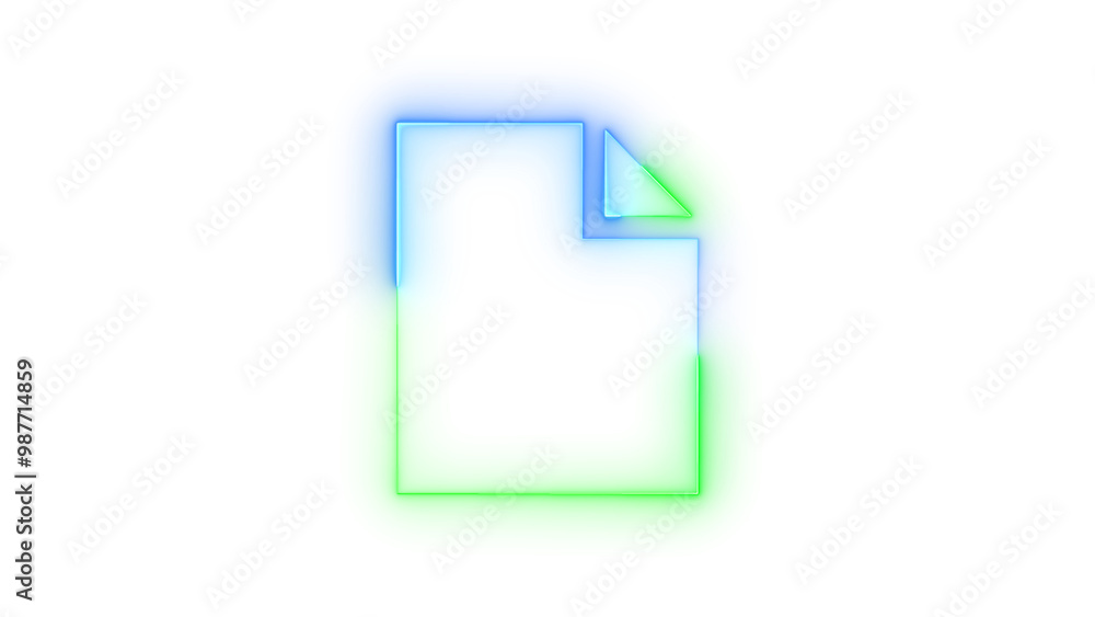 Neon icon page solid symbol blue green color transparent background Neon icon page solid symbol blue green color transparent background