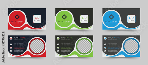 Customizable different type of business card template design with Image replacing area