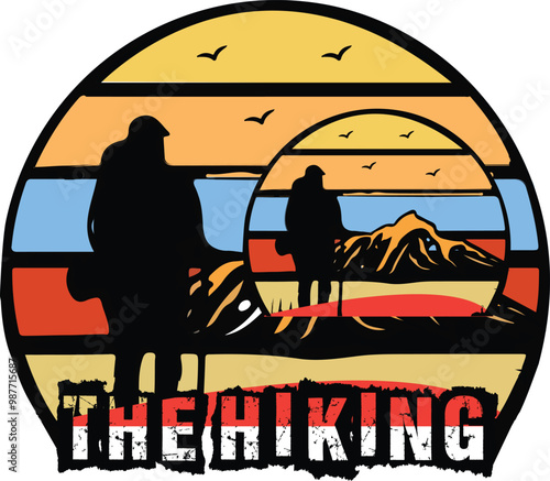 The hiking retro t shirt design photo