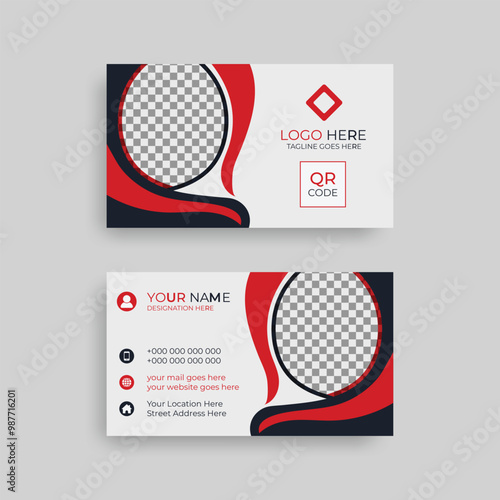 Colorful creative Corporate business card template design with Image replacing area