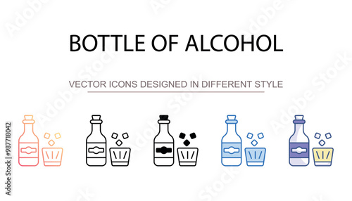Bottle Of Alcohol icon design with white background stock illustration