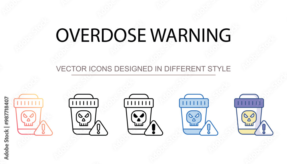 Overdose Warning icon design with white background stock illustration Overdose Warning icon design with white background stock illustration