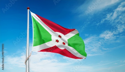 ブルンジの国旗(waving national flag of Burundi.)
 photo