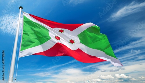 ブルンジの国旗(waving national flag of Burundi.)
 photo