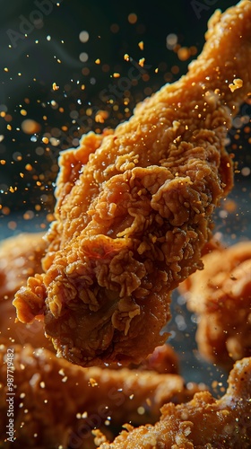 Crispy Fried Chicken Leg with Seasoning Sprinkles photo