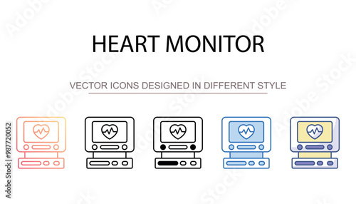 Heart Monitor icon design with white background stock illustration