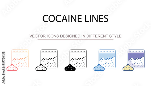 Cocaine Lines icon design with white background stock illustration