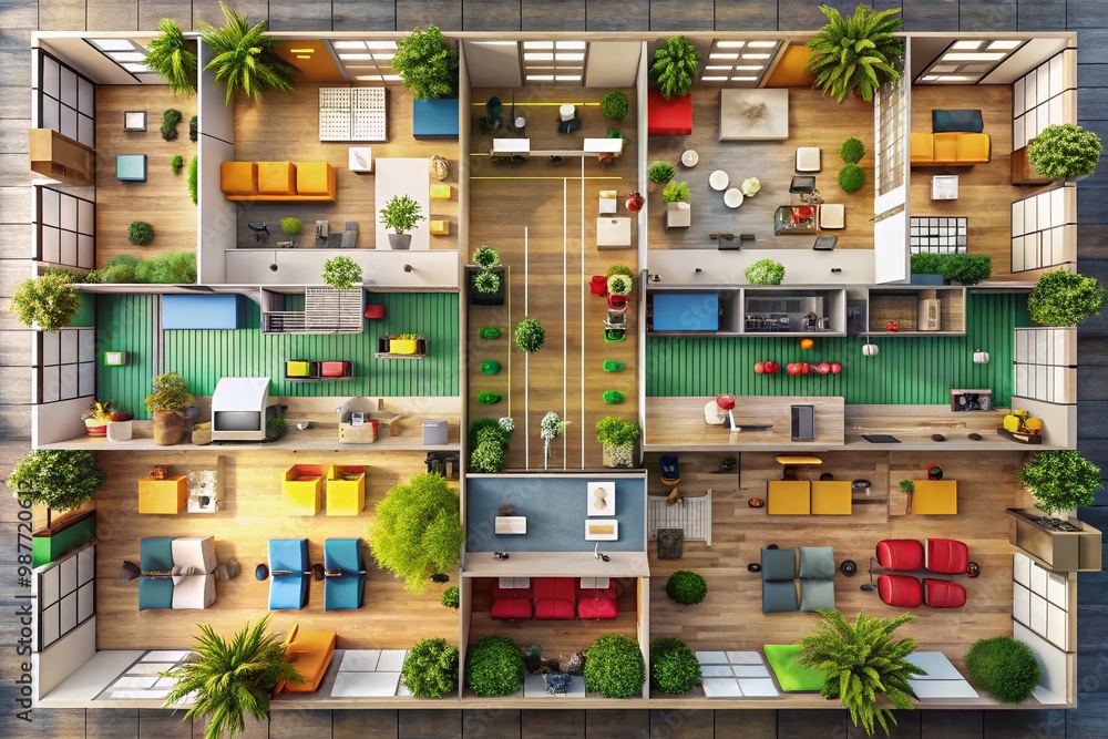 Modern Office Space Floor Plan Layout with Open Work Areas and Collaborative Zones for Productivity Modern Office Space Floor Plan Layout with Open Work Areas and Collaborative Zones for Productivity