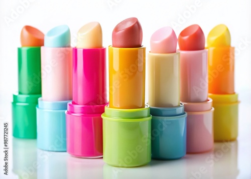 Moisturizing Lip Balm Stick in a Colorful Container for Hydrated and Soft Lips on White Background