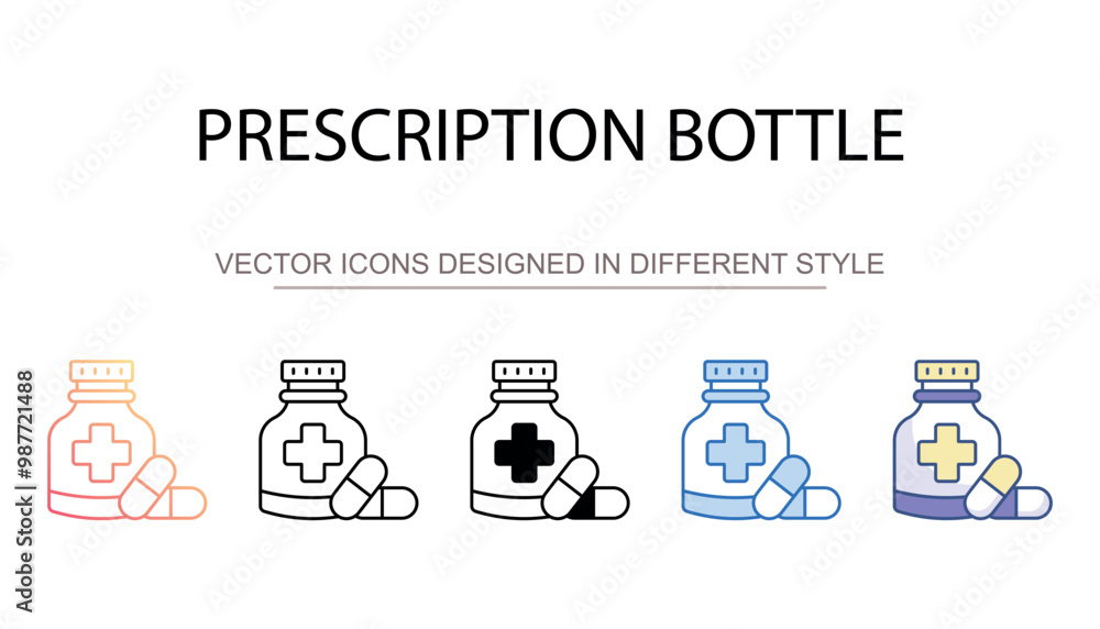Naklejka premium Prescription Bottle icon design with white background stock illustration