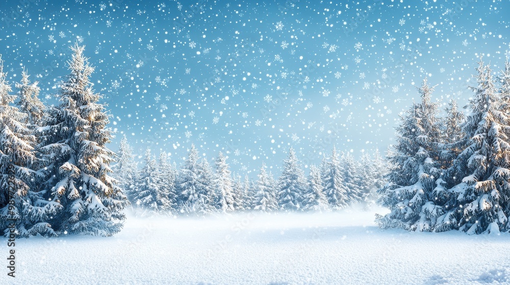 Snowy Winter Landscape with Pine Trees Snowy Winter Landscape with Pine Trees