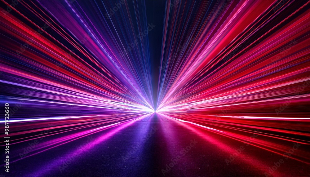 Vibrant Reflections- Colorful Light Beams Transitioning from Red to Purple Vibrant Reflections- Colorful Light Beams Transitioning from Red to Purple