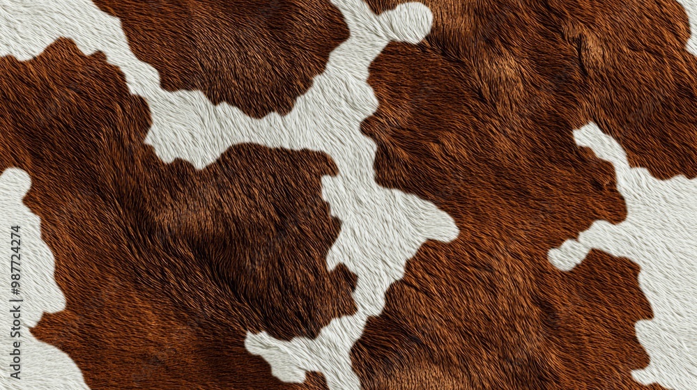Rustic Charm: Intricate Seamless Cow Hide Pattern in Rich Browns and Whites, Celebrating Rural Life