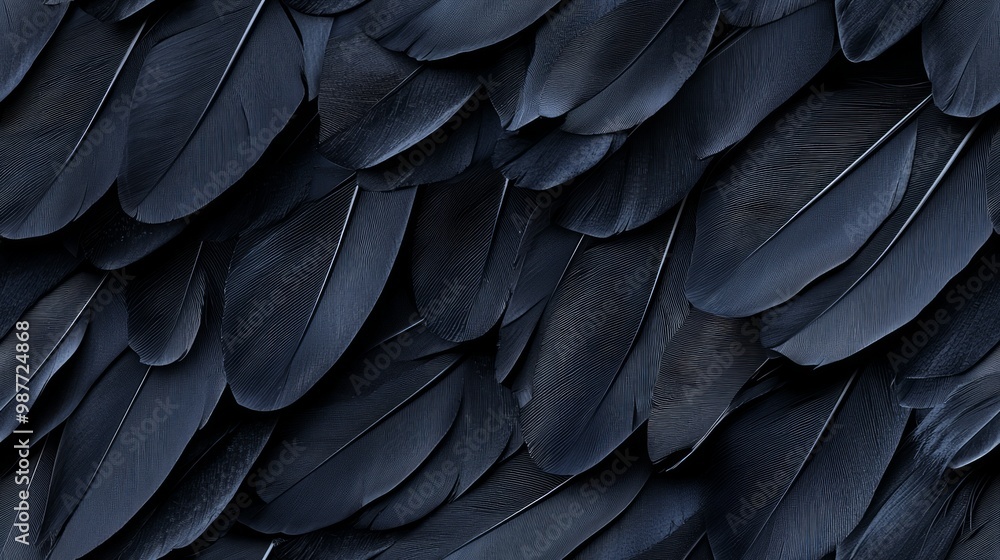 Obraz premium Mystical Crow Feather Pattern: A Minimalistic Display of Rich Black Hues and Subtle Textures