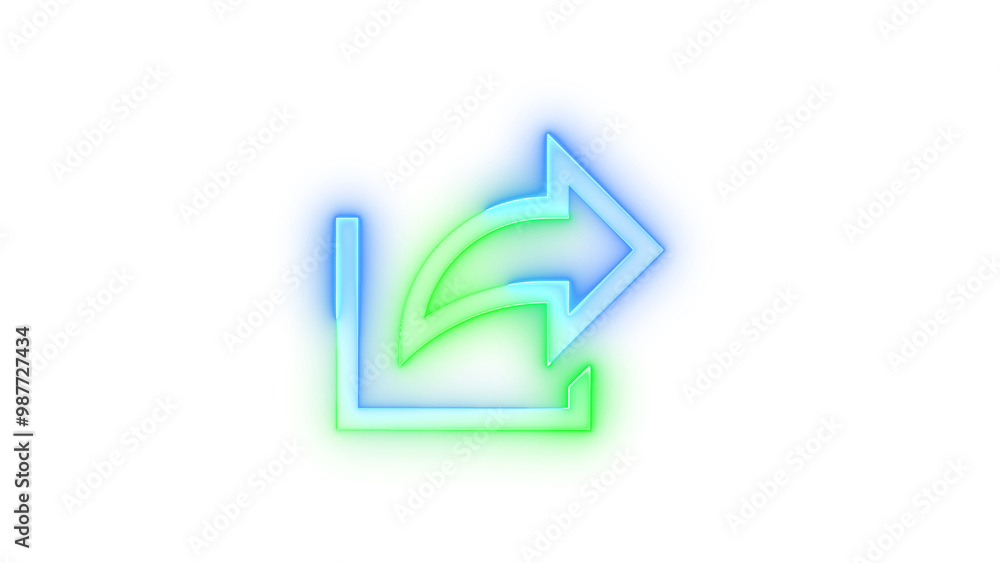 Neon icon share symbol blue green color transparent background Neon icon share symbol blue green color transparent background