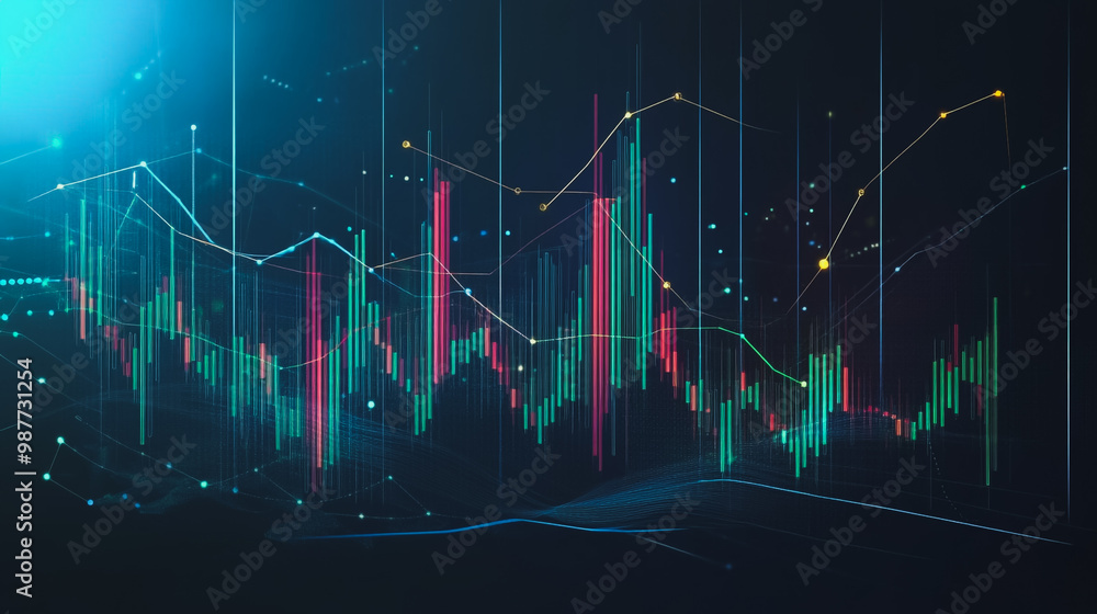 Abstract black background with Colorful charts and graphs with statistics to innovative analyze business potential and forecast future development of companies growth. Abstract black background with Colorful charts and graphs with statistics to innovative analyze business potential and forecast future development of companies growth.