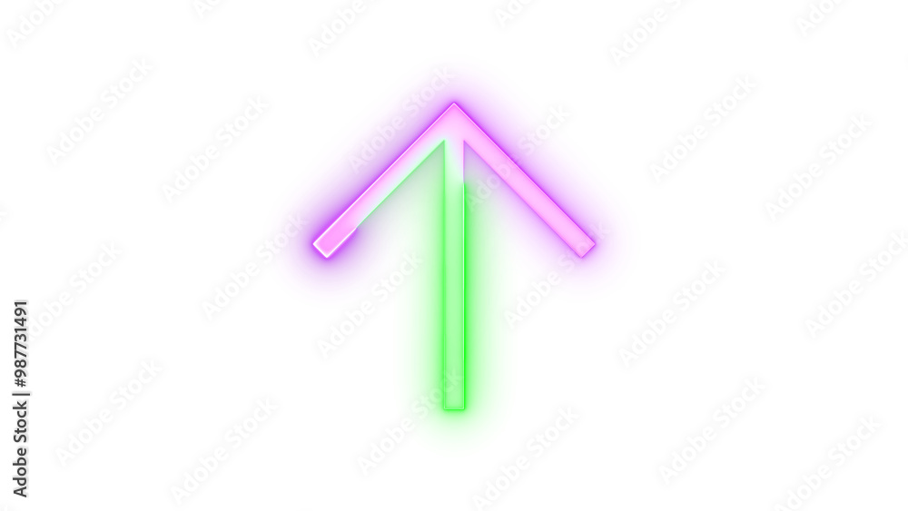 Neon icon up symbol green purple color transparent background Neon icon up symbol green purple color transparent background
