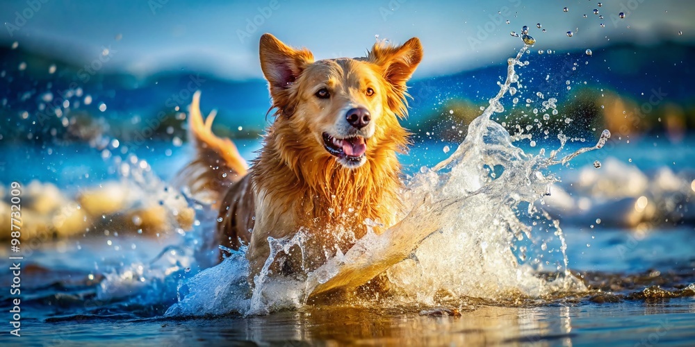 Playful Dog Enjoying Water in Slow Motion with Splashes Captured in Stunning Detail and Clarity Playful Dog Enjoying Water in Slow Motion with Splashes Captured in Stunning Detail and Clarity