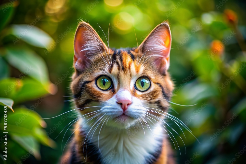 Playful feline with mischievous expression, showcasing the charming nature of a curious cat Playful feline with mischievous expression, showcasing the charming nature of a curious cat