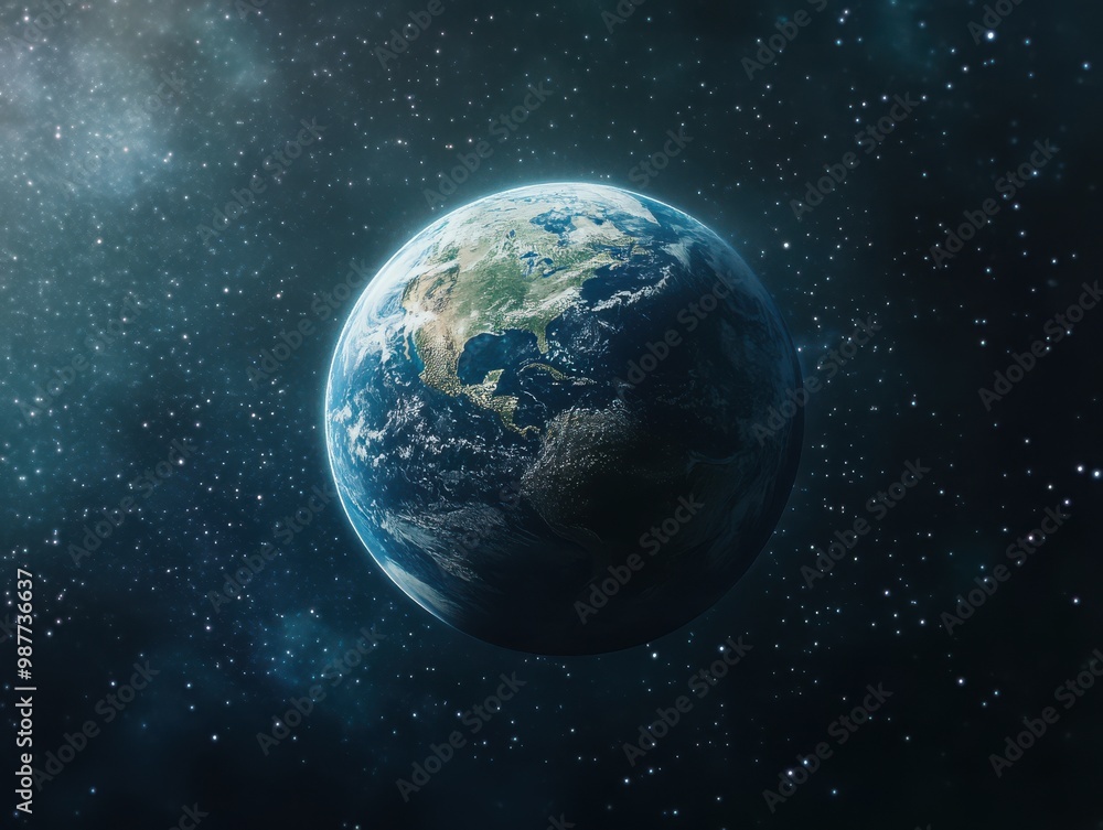 Obraz premium Planet Earth in Space Stars Background Night Sky Outer Space Earth From Space World Galaxy Universe Milky Way Space Exploration Cosmic