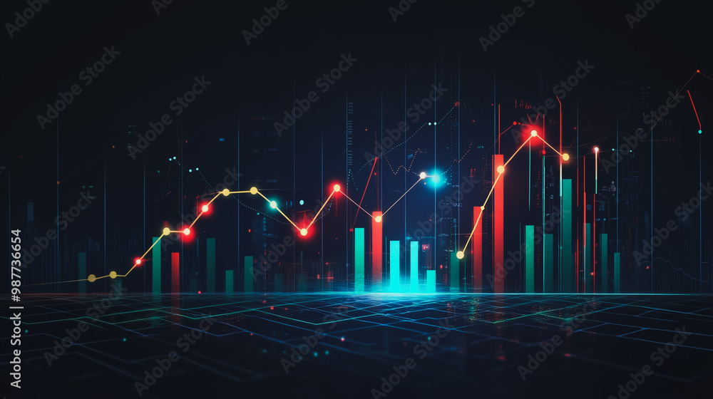 Abstract black background with Colorful charts and graphs with statistics to innovative analyze business potential and forecast future development of companies growth. Abstract black background with Colorful charts and graphs with statistics to innovative analyze business potential and forecast future development of companies growth.