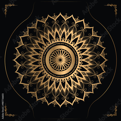 Luxury mandala design gold color Vector
