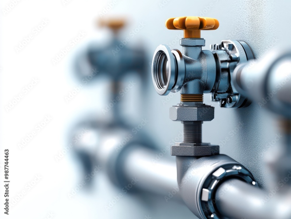 Industrial Valve Close Up Metal Pipe Plumbing System Industrial Valve Close Up Metal Pipe Plumbing System