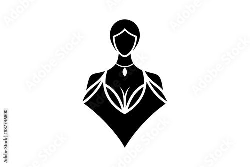 Very sophisticated, minimalist, and elegant feminine icon, symbol for a logo to store that sells jewel crating vector art illustration photo