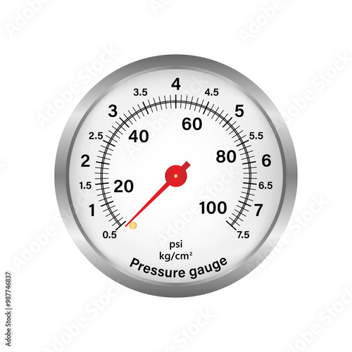 Tire Pressure Gauge. Tire Pressure Check Equipment. Vector Illustration. 