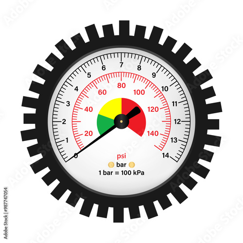 Tire Pressure Gauge. Tire Pressure Check Equipment. Vector Illustration. 