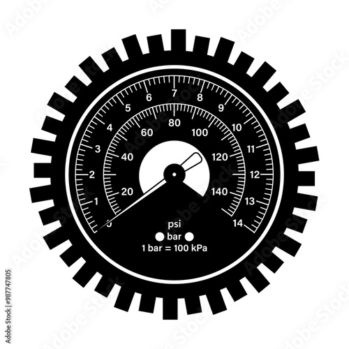 Tire Pressure Gauge Sign Symbol. Tire Pressure Check Equipment. Vector Illustration. 
