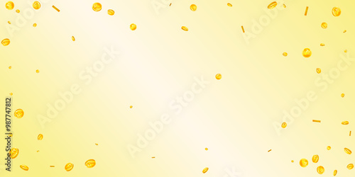 Swiss franc coins falling. Gold scattered CHF