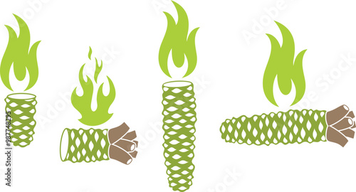Wasabi root  logo. Isolated wasabi root on white background