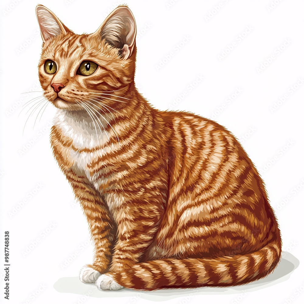 Fototapeta premium German Rex Cat Illustration on White Background