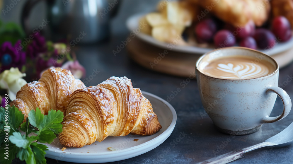 coffee and croissant coffee and croissant