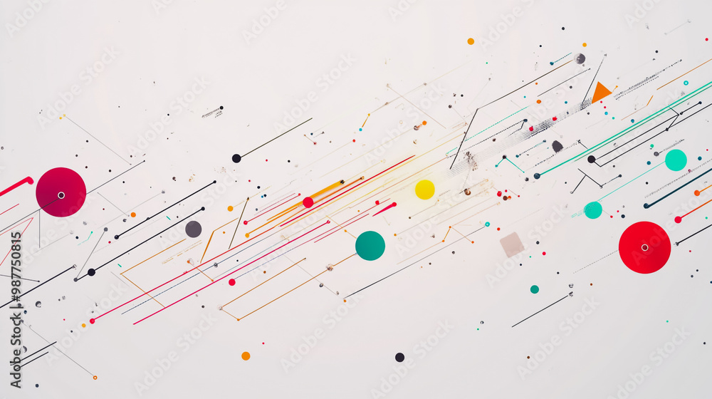 Abstract white background with Colorful geometric and circle lines. Digital future technology . Abstract business connection of lines from nodes innovation of communication in the network. Abstract white background with Colorful geometric and circle lines. Digital future technology . Abstract business connection of lines from nodes innovation of communication in the network.