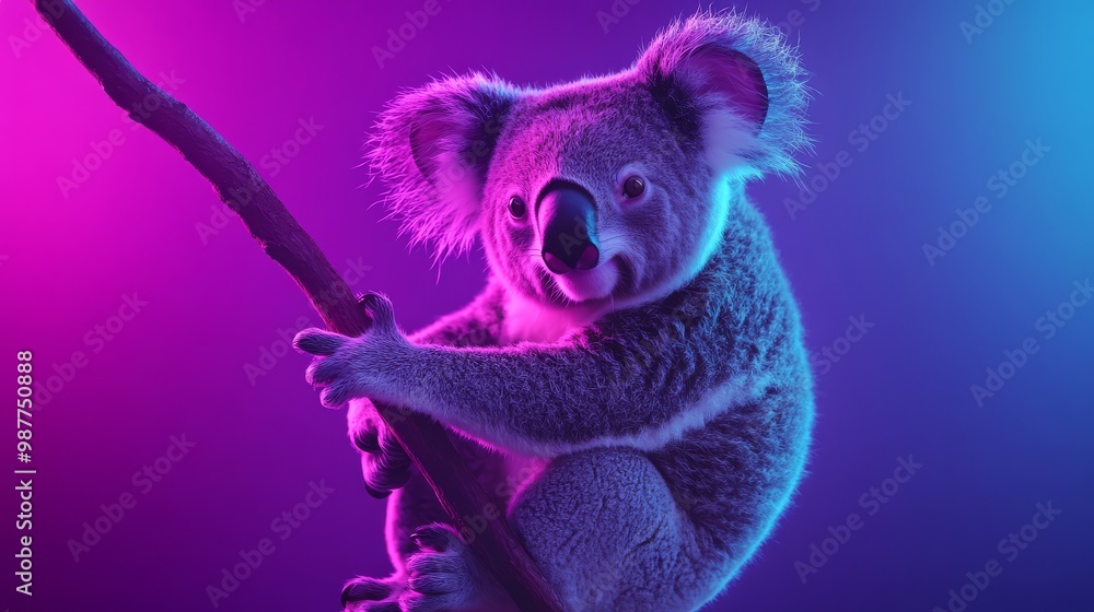 Koala in Neon Light. Koala in Neon Light.