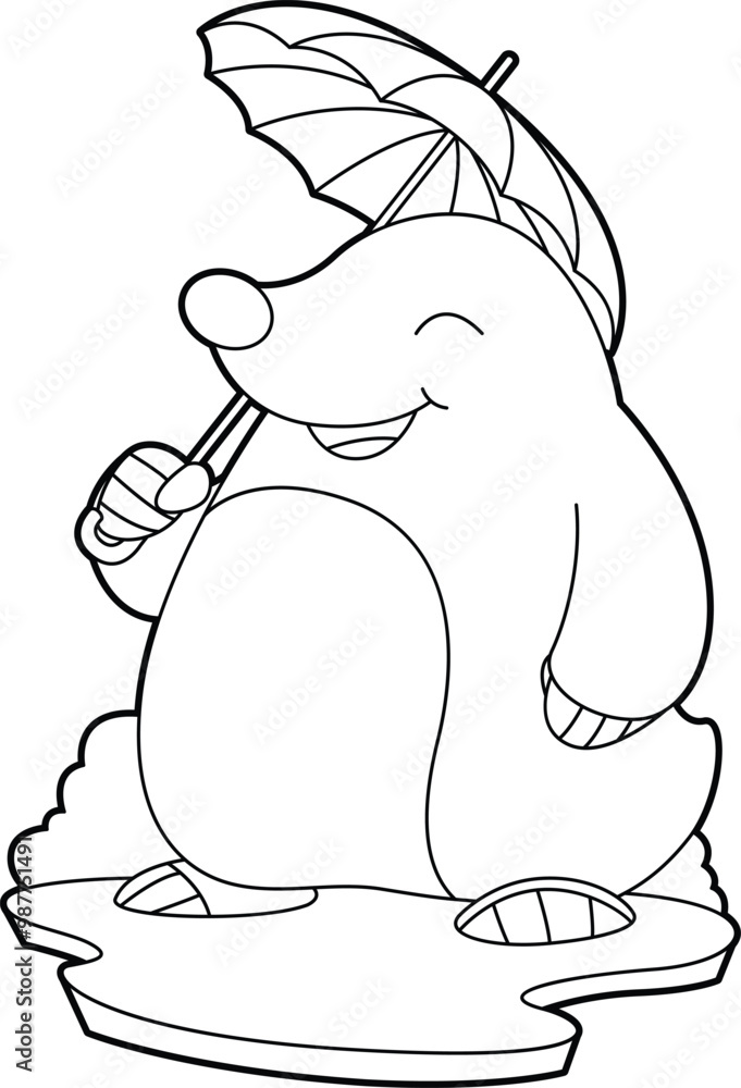 Mole Raining Umbrella Animal Vector Graphic Art Illustration Mole Raining Umbrella Animal Vector Graphic Art Illustration