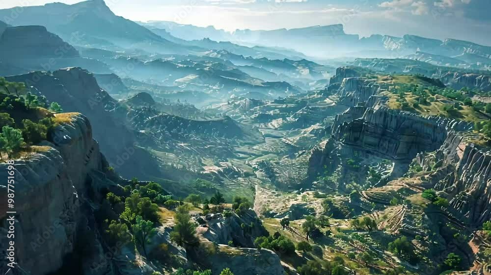 Majestic Mountain Range with Hazy Atmosphere Majestic Mountain Range with Hazy Atmosphere