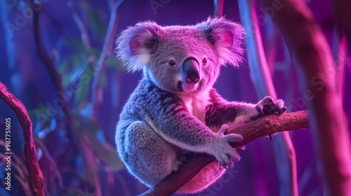 Koala in Neon Light. photo